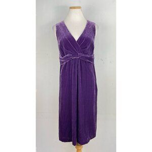 Boden Dress Size 6 Purple Crushed Velvet Sleeveless Empire Waist